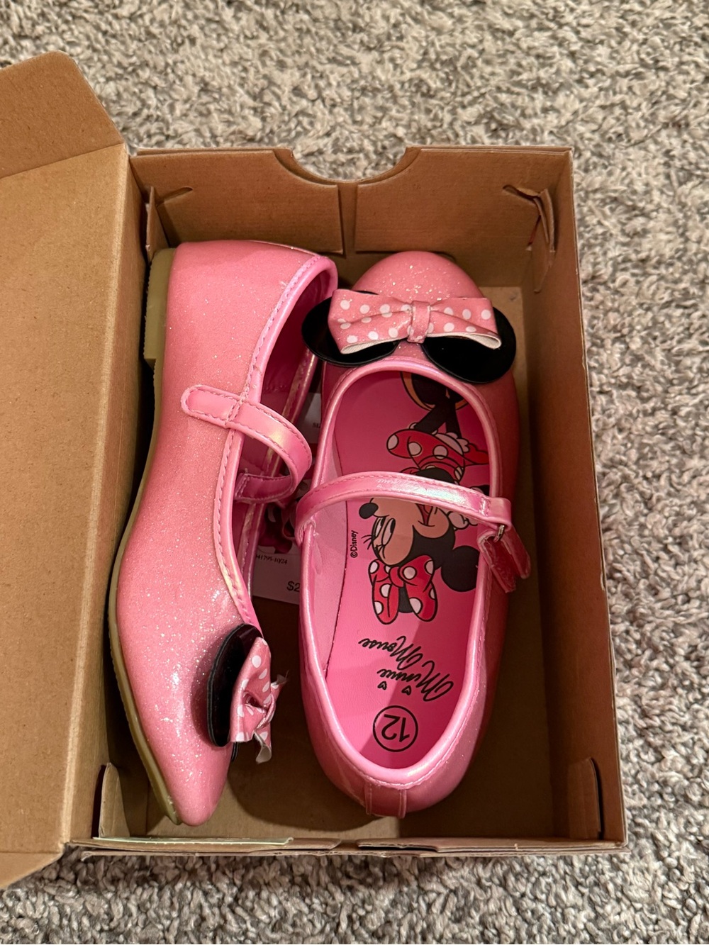 NEW Kids Pink Minnie Mouse Bow Mary Jane Shoes size 12 - Picture 3 of 8